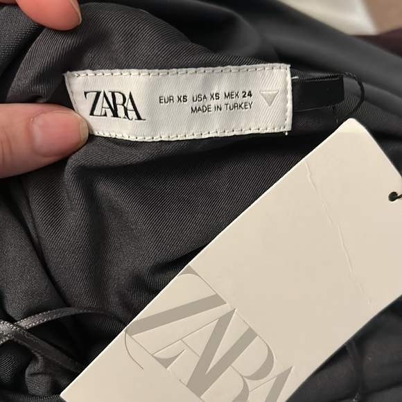 ZARA NWT DRAPED ASYMMETRICAL DRESS SIZE XS | ANTHRACITE GRAY - Picture 8 of 9